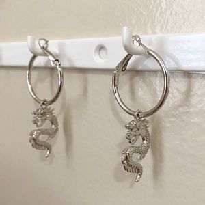 dragon hoop earrings | silver